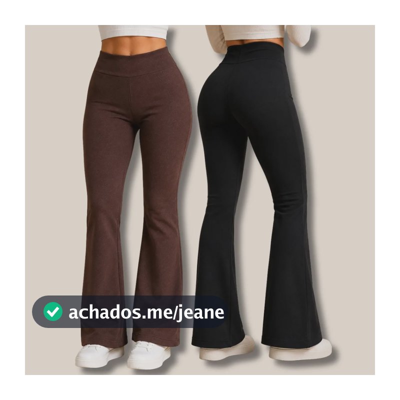 Calça Flare Peluciada Bailarina Cintura Alta Conforto Marrom Liso G