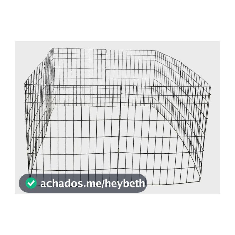 Cercadinho Móvel Pet Cachorro Gato 8 Telas Área 100x100cm Preto