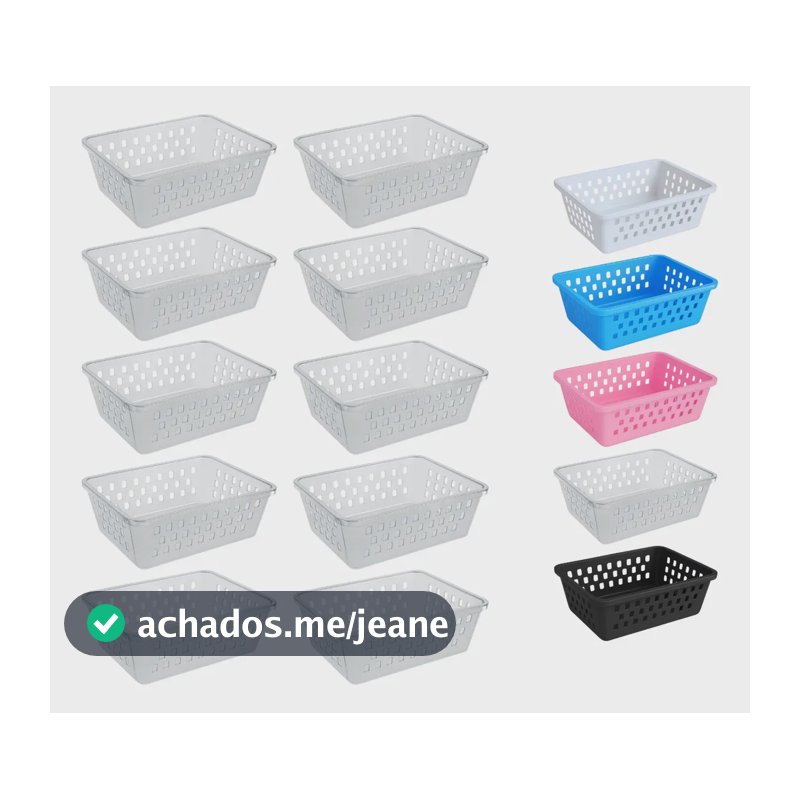 Kit 10 Cesto Organizador 16x12x6cm Pequeno Cesta Gaveta Bebe Transparente