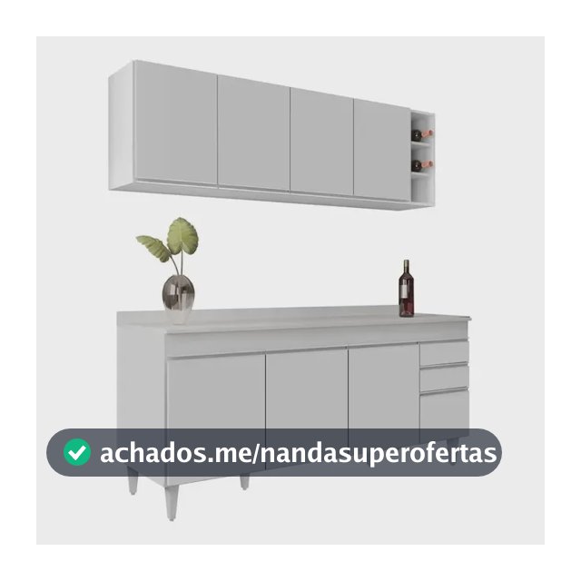 Armário Cozinha Nevada E Balcão 180cm C/tampo Dallas Branco