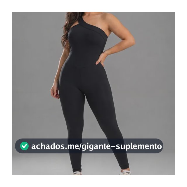 Macacão Fitness Academia Modela Corpo Treino Confortável Preto Liso G