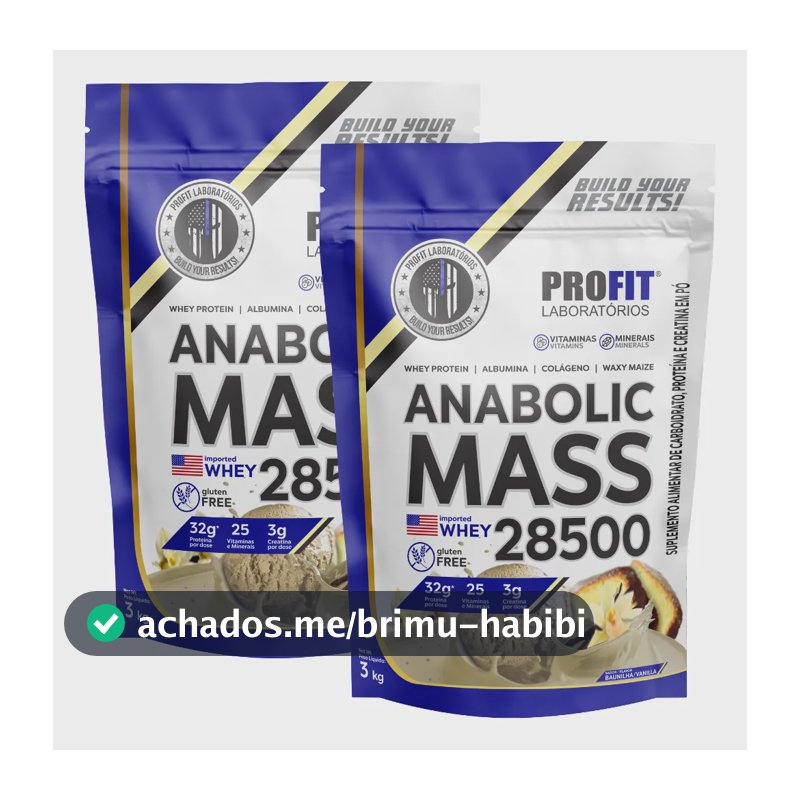 Kit 2 Hipercalórico Anabolic Mass Profit Labs Sem Glúten 3kg Baunilha