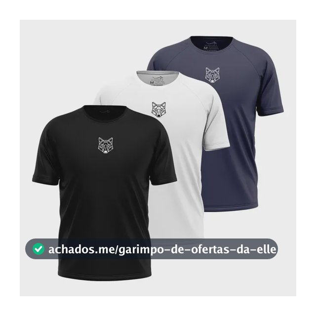 Kit 3 Camisetas Masculina Dry Alpha Lobo Geométrico