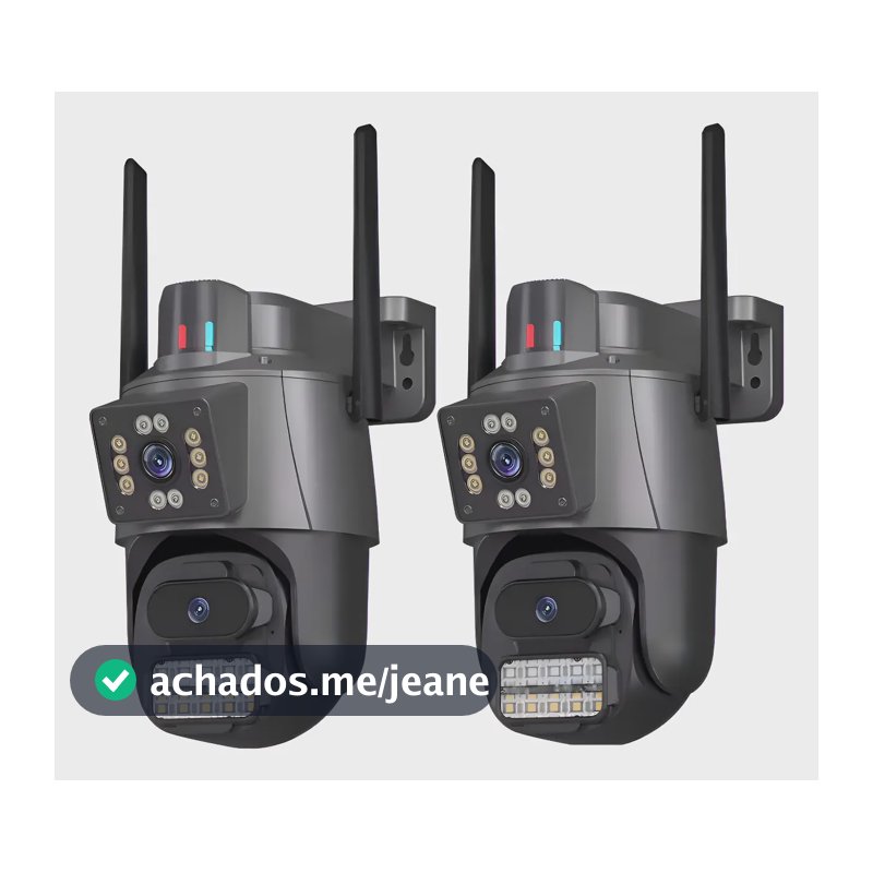 Kit 2 Câmera Segurança Ip App Icsee Lente Dupla Cor Preto