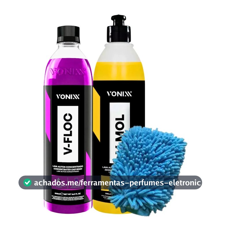 Kit Shampoo Automotivo Neutro V-floc V-mol 500ml Luva Vonixx