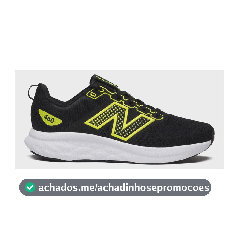 Tênis New Balance 460 V4 Masculino Esportivo Casual Versátil Preto/verde Neon Liso 39 Br