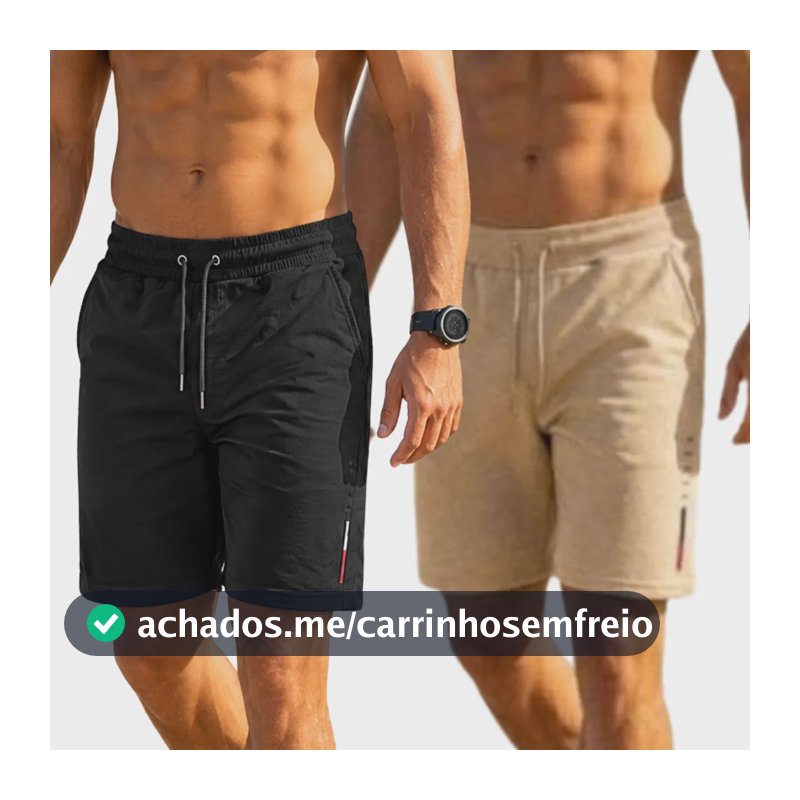 Kit 02 Bermuda Moletom Masculina Casual Moletinho Treino Preto/bege G 42/44