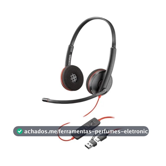 Fone de ouvido Plantronics Blackwire C3220 USB Tipo A e Tipo C