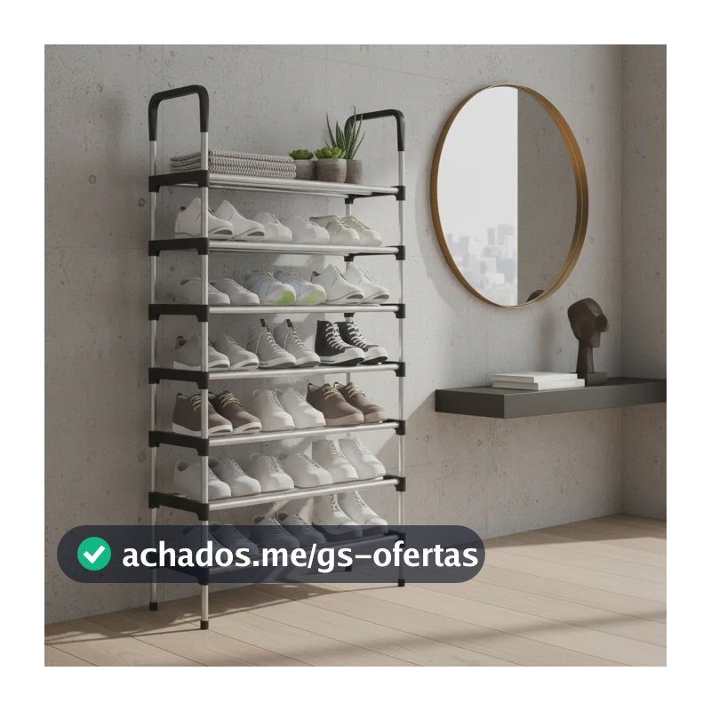 Sapateira 7 Andares Vertical Organizador De Calçados Preto
