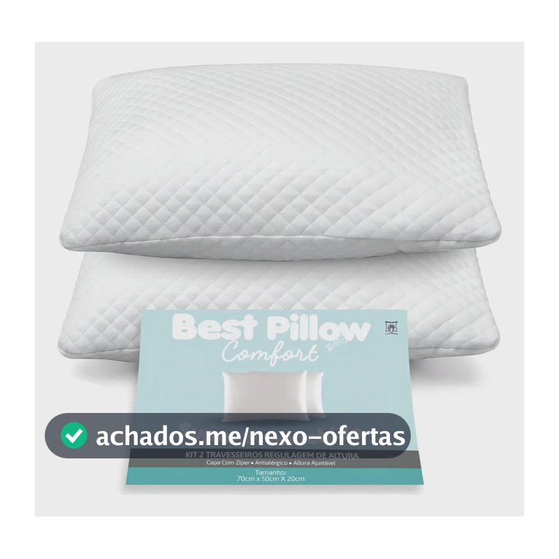Kit 2 Travesseiros M Casa Altura Regulável 70x50cm Antialérgico