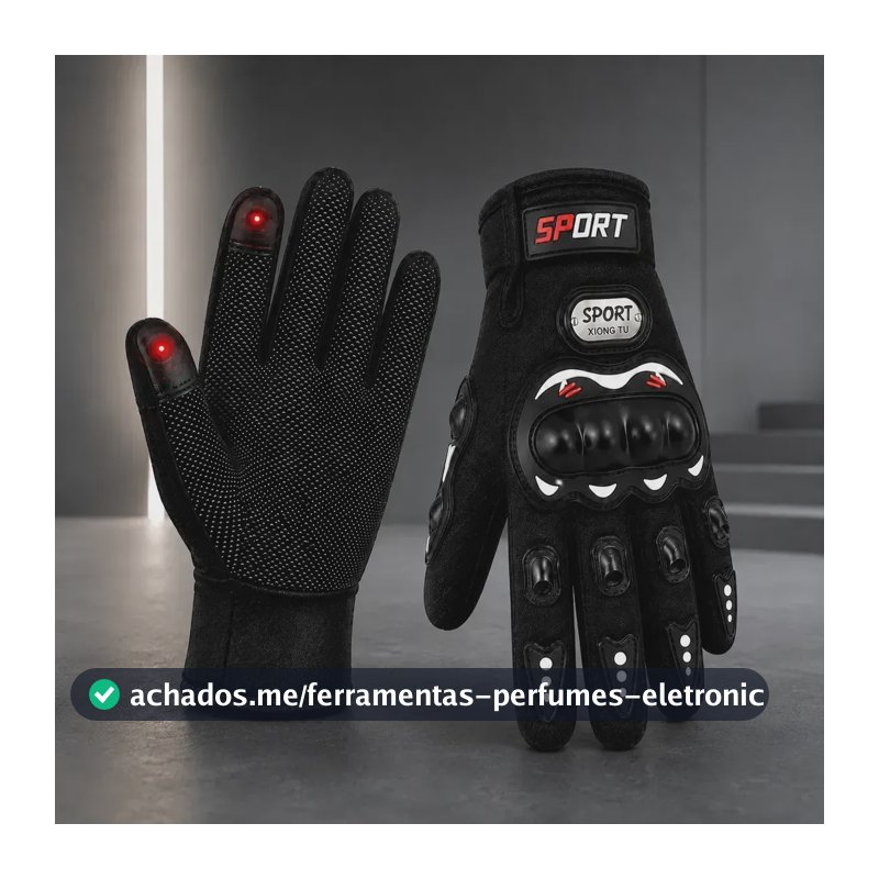 Par De Luva Motoqueiro Touch Proteção Pilotagem Preto Único