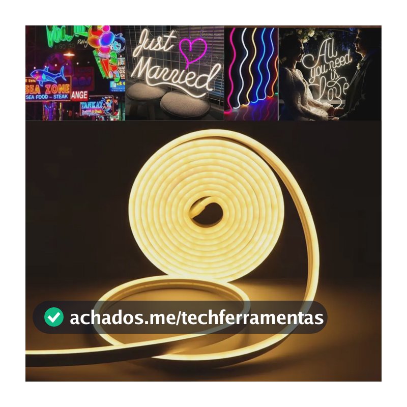 Fita LED Neon Flexível 3528 120Led VLX 5 metros Mangueira Corte 2,5cm Cor da Luz Branco Quente Tensão IP65 3000k Alto Brilho