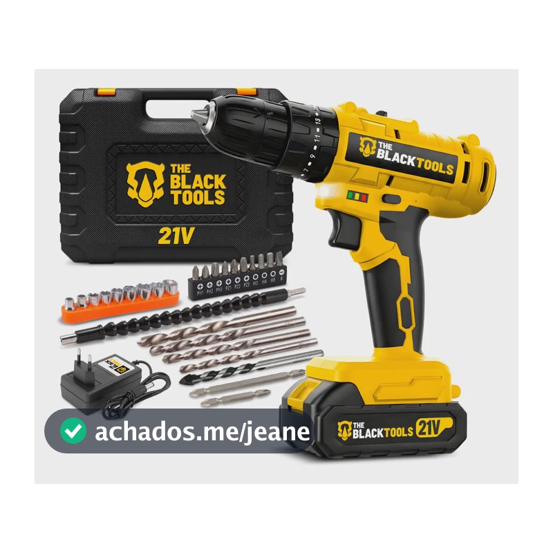 Furadeira E Parafusadeira De Impacto Sem Fio A Bateria 21v 3/8 Com Maleta E Acessorios Tb-21pzw The Black Tools