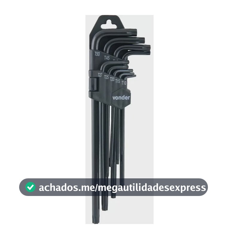 Jogo De Chaves T10 a T50 Longa Hexalobular Torx 9 Peças Vonder