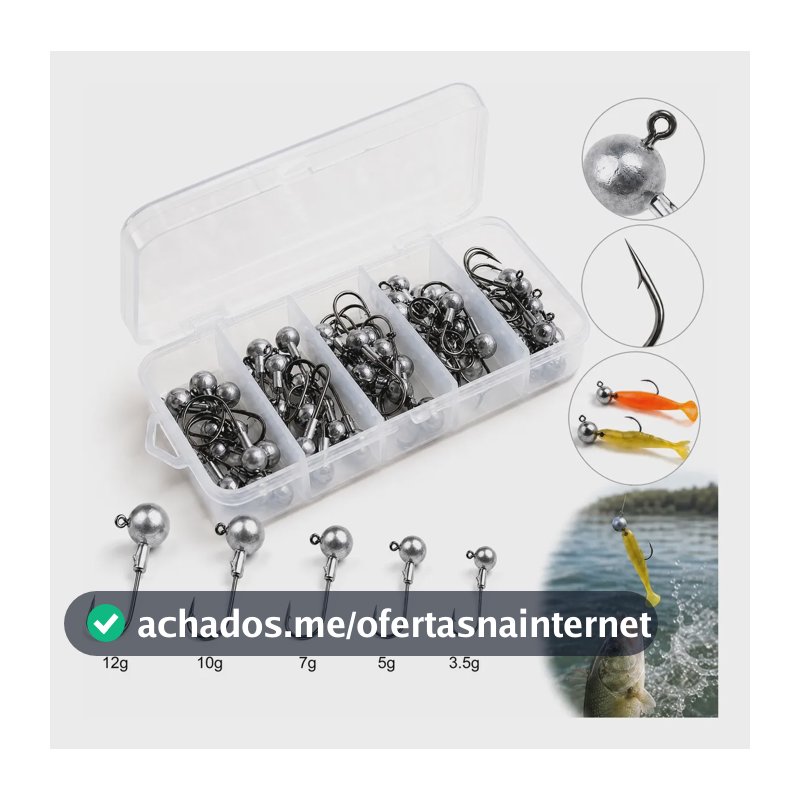 Kit Anzol Jig Head Lastreado 20un C/caixa Tucunaré Traíra