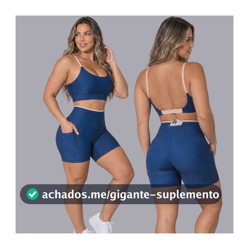 Conjunto Academia Fitness Top E Short Kit Zero Transparência Azul/areia Liso Gg 42/44