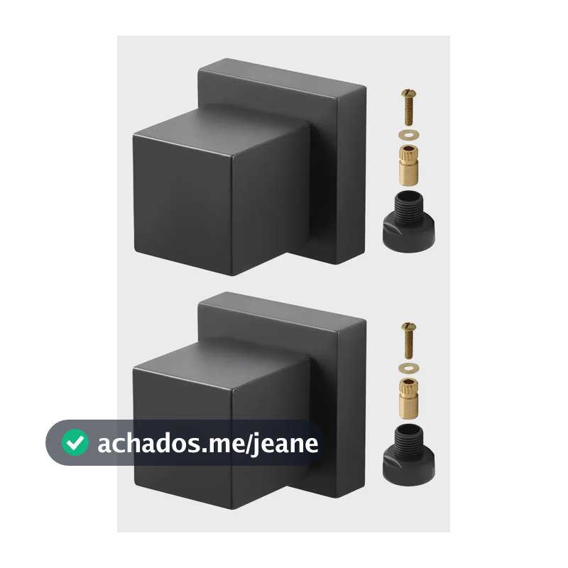 Kit 2 Acabamentos Para Registro Docol Quadrado Preto Preto Fosco