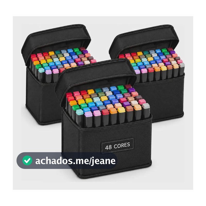 Kit  3 Canetinhas Cores Bobbie Goods Ponta Dupla Colorir Colorido 48 Cores