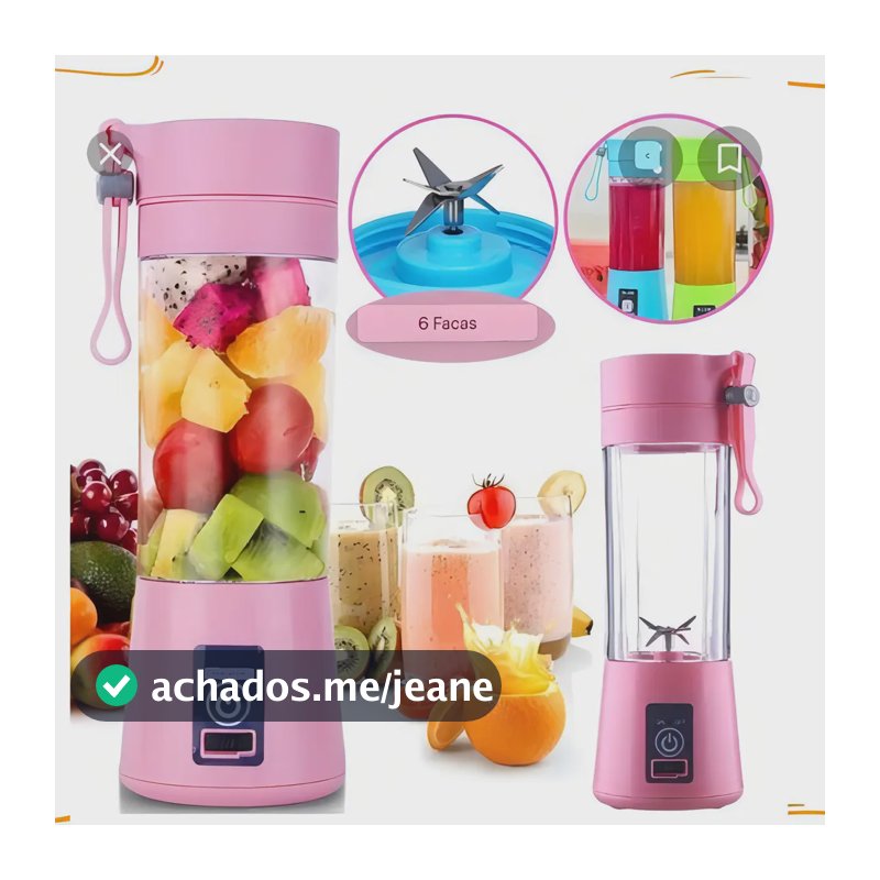 Mini Liquidificador Portátil Laitesi MNY-003 Rosa 380ml USB Recarregável