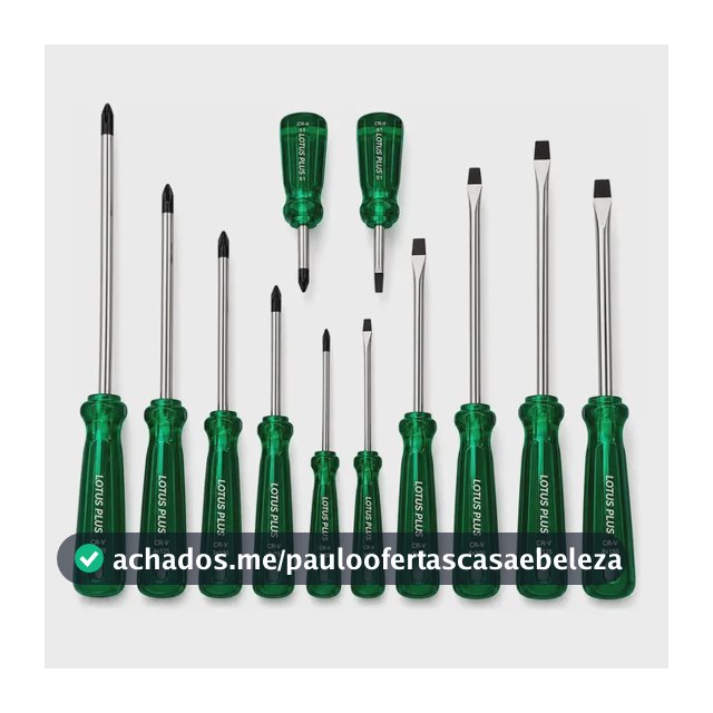 Jogo Chave de Fenda e Philips Profissional Imantado 12 Peças