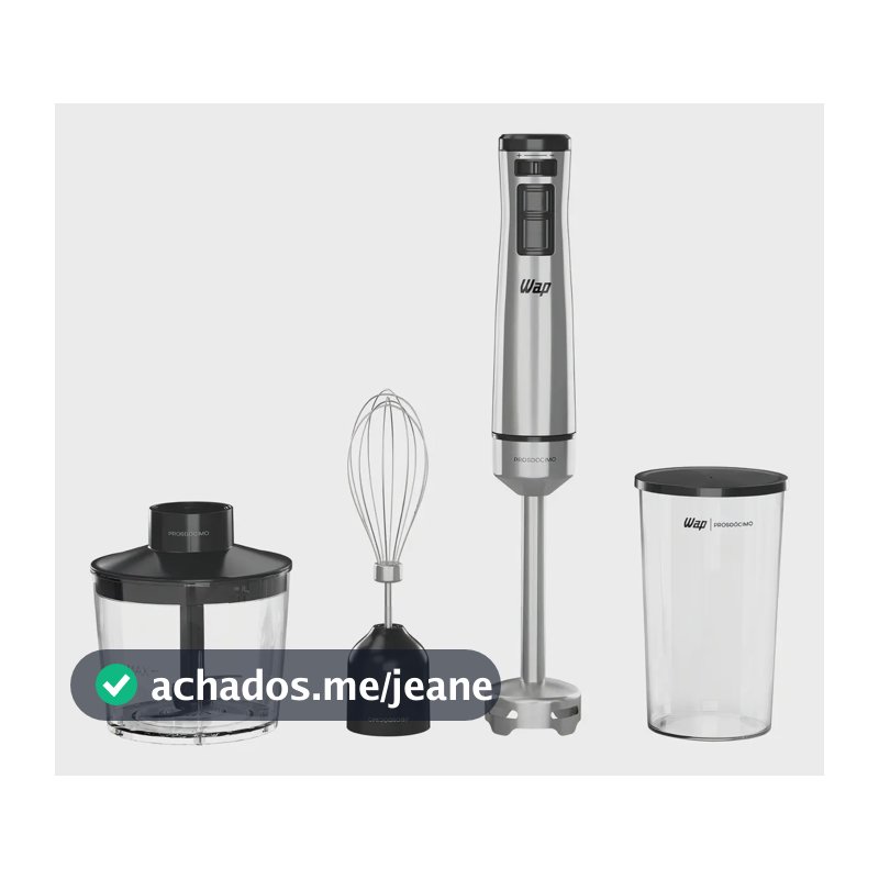 Mixer 3 Em 1 WAP WM1 Processador Portátil Inox com Batedor de Claras