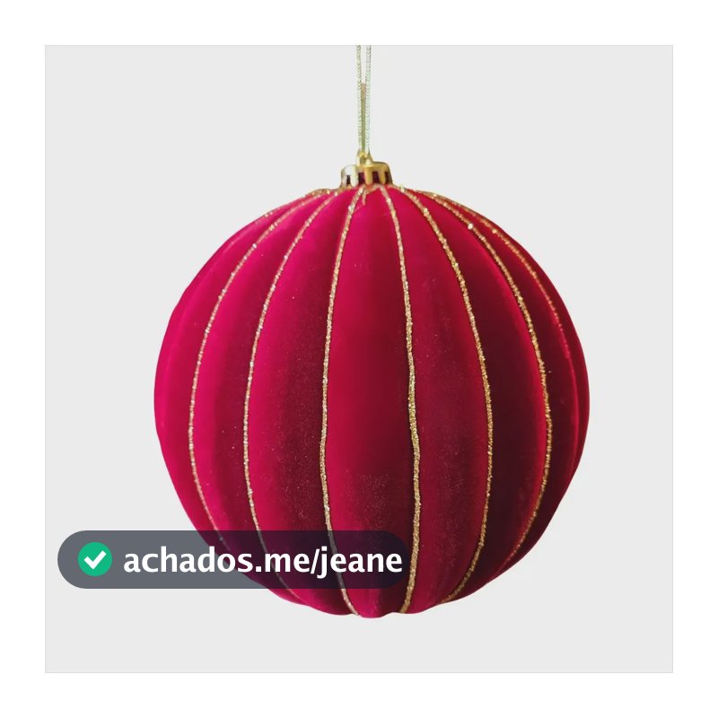 Bola Veludo Vinho Listras Com Glitter Luxuosa Natal 15cm 1un