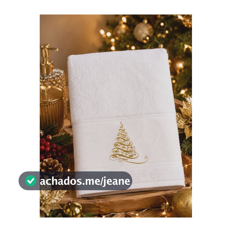 Toalha Bordada Tema Natalino - Lavabo, Rosto E Mão Branco Árvore De Natal