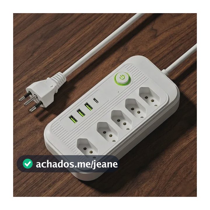Extensão Elétrica Tomadas Usb Type-c Bivolt 2m Chave Liga Jxb9 5+3+1