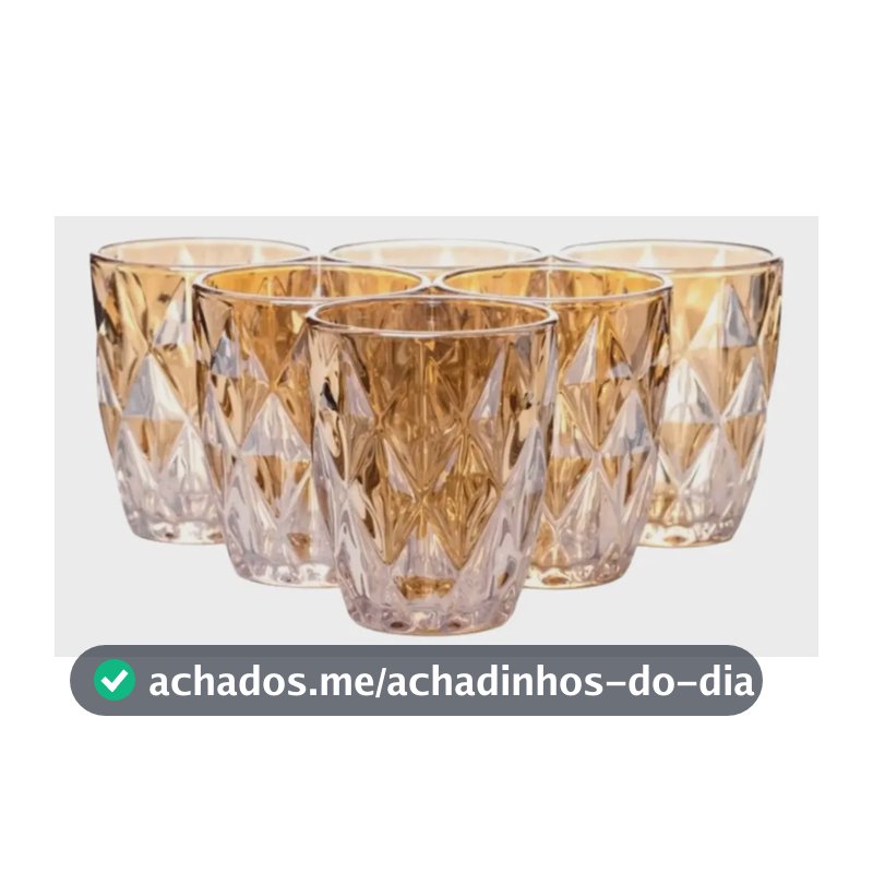 Jogo 6 Copos Vidro Diamond Âmbar 280ml  6 Unidades 6 Unidades