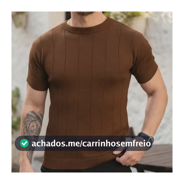 Camiseta Social Masculina Modal Tricô Macia Canelada Casual
