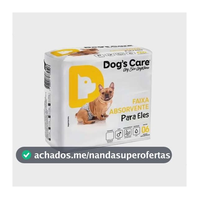 Fralda Higiênica P/cães Machos - Dog's Care Tam P - 06 Unid