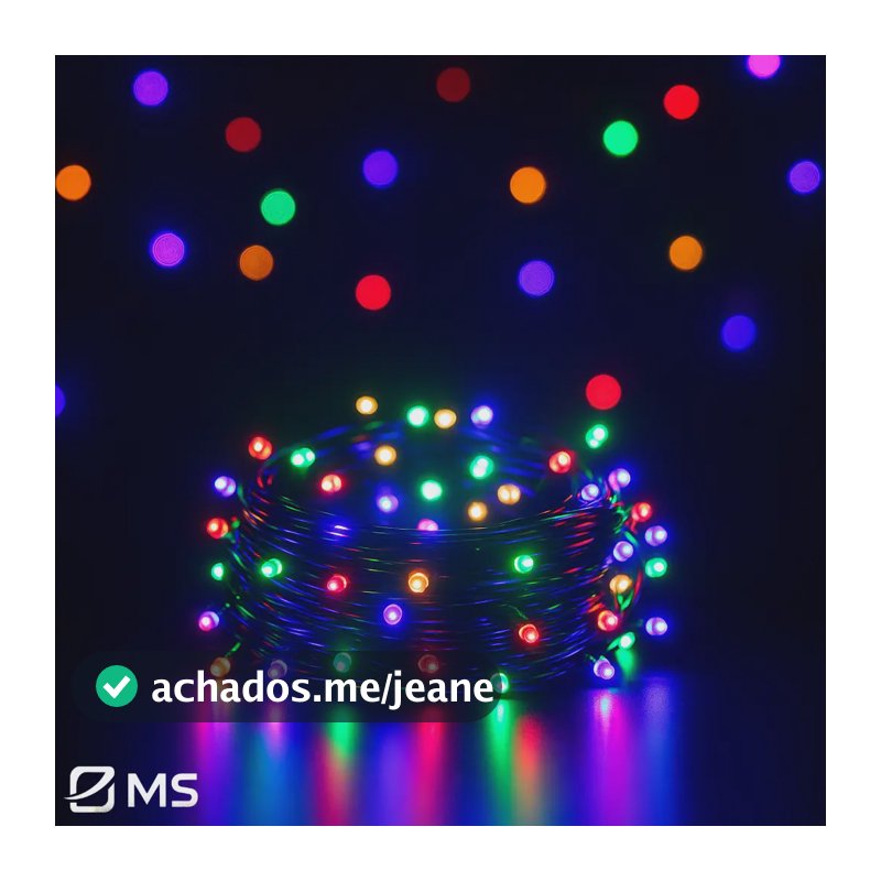Cordão LED Pisca Pisca Colorido para Natal com 100 Lâmpadas