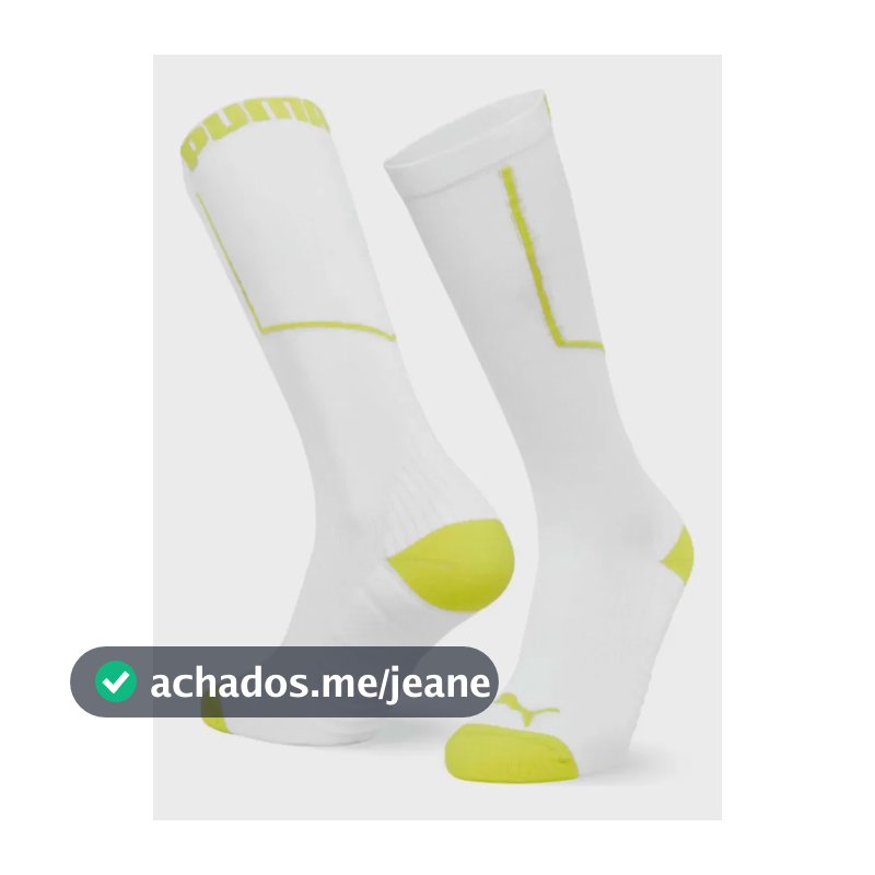 Meia 3/4 Puma Alta Compressão Circulação Cano Longo Original Branco Amarelo