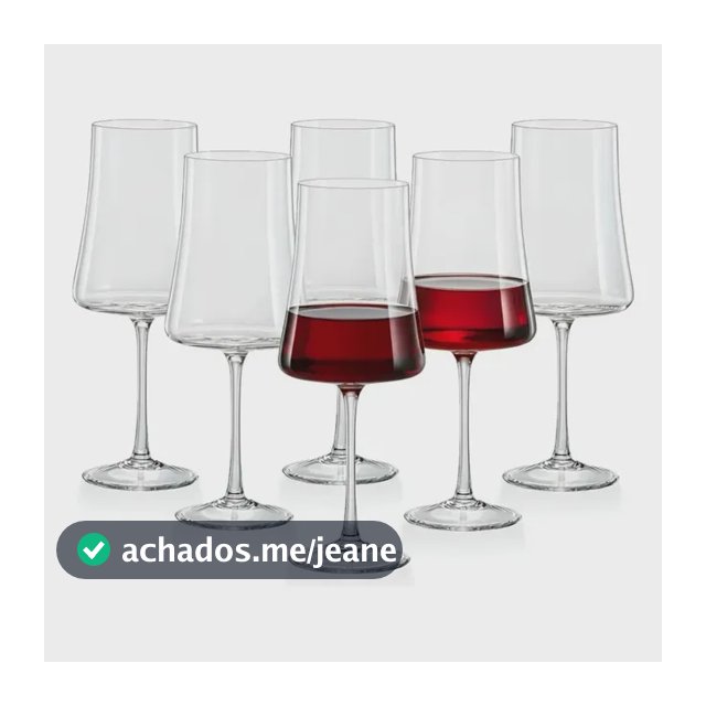 Jogo 6 Taças Cristal Titanium Vinho Tinto 560ml Xtra Bohemia Transparente