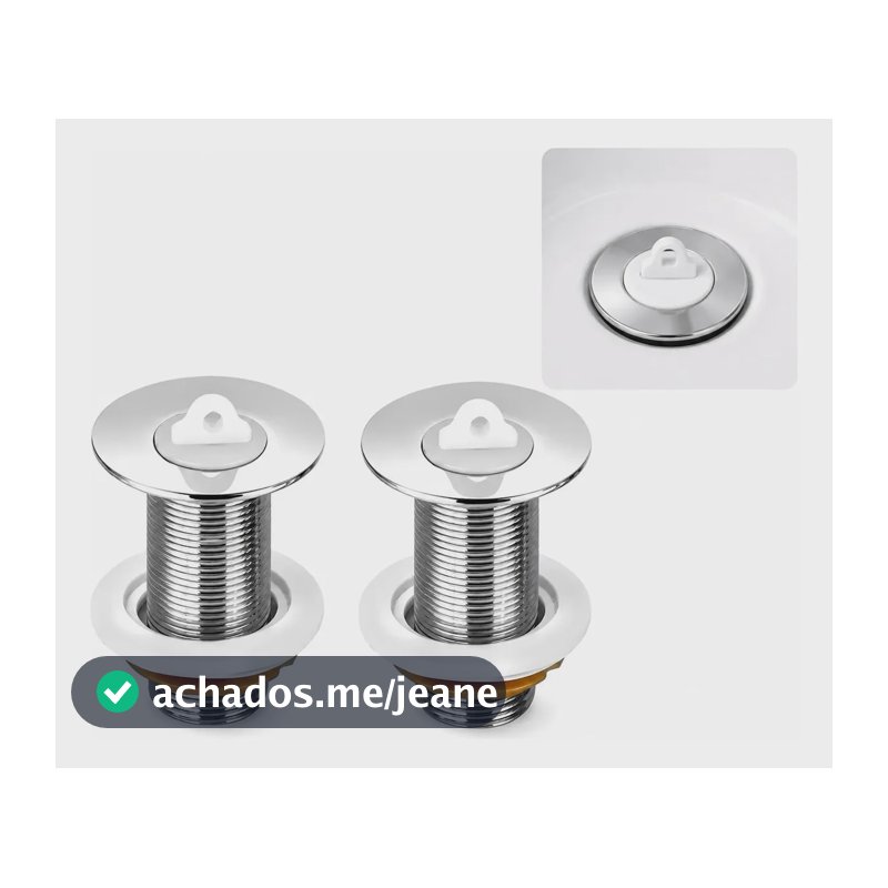 2 Valvula De Escoamento Para Lavatório Cuba 7/8 100% Metal Cor Prateado