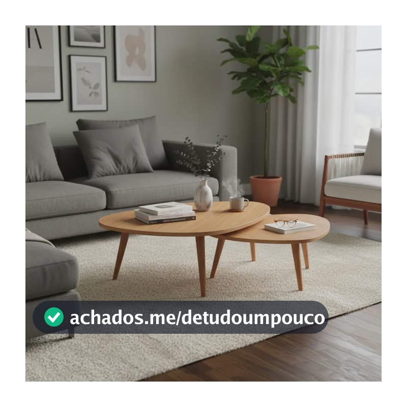 Kit 2 Mesas De Centro Para Sala Design Orgânico 77/93cm- Mel Mel