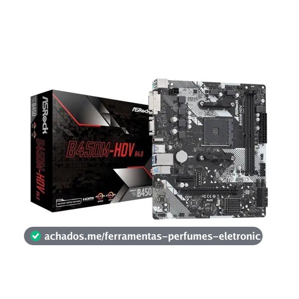 Placa Mãe Asrock B450m-hdv R4.0 B450 Amd Am4 Matx Ddr4 Preto