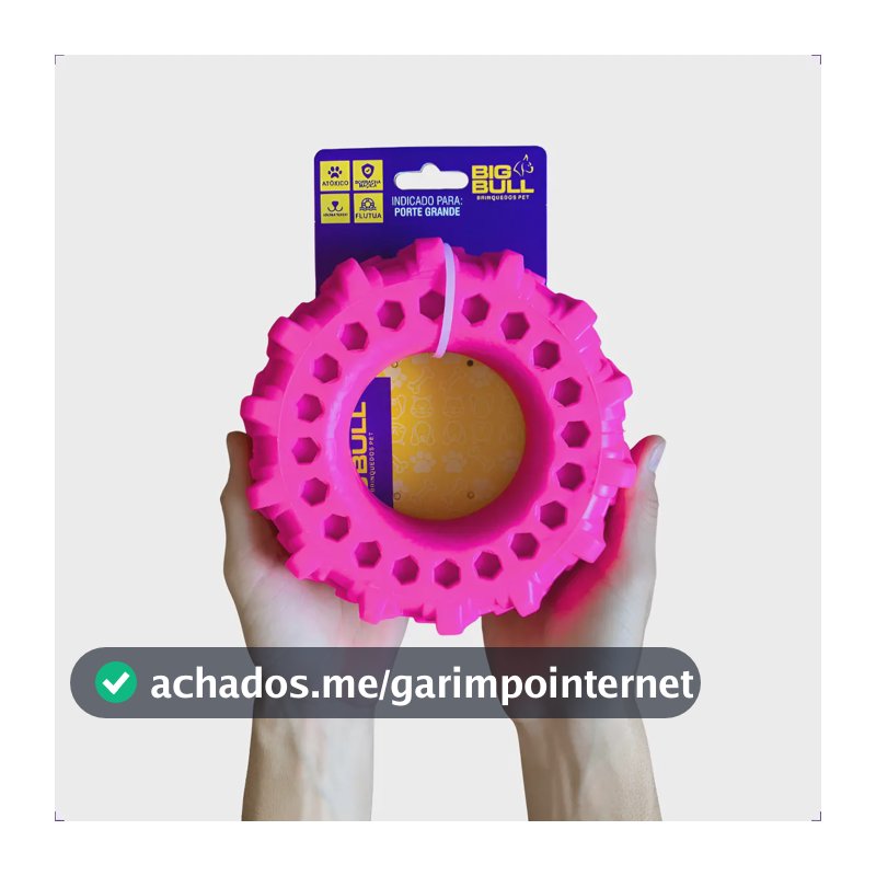 Brinquedo Interativo Pneu GG Cachorro Grande Big Bull Rosa Borracha