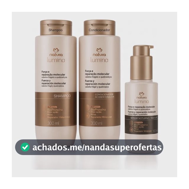 Kit Lumina Força Molecular: Shampoo 300ml + Condicionador 300ml + Sérum Noturno 100ml