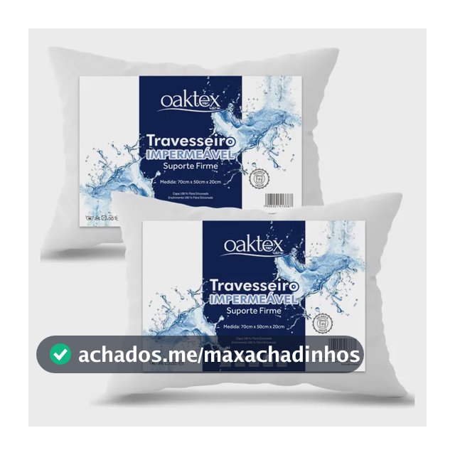 Kit C/2 Travesseiros Antialérgico Impermeável 50x70 Lavável Branco