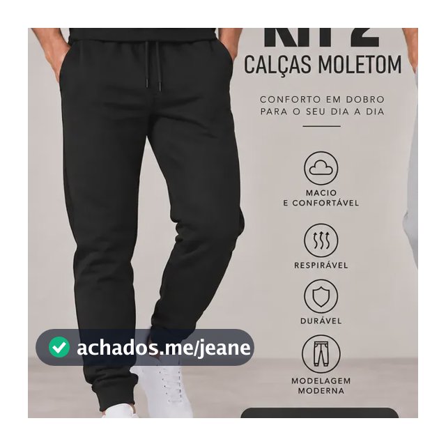 Kit 2 Calça De Moletom Peluciado Jogger Slim Punho Cordão