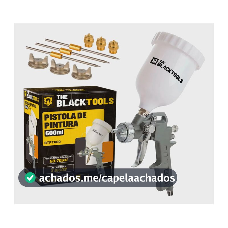 Pistola Pintura Gravidade 600ml 3 Bicos 1.2 1.5 1.8mm Profissional The Black Tools