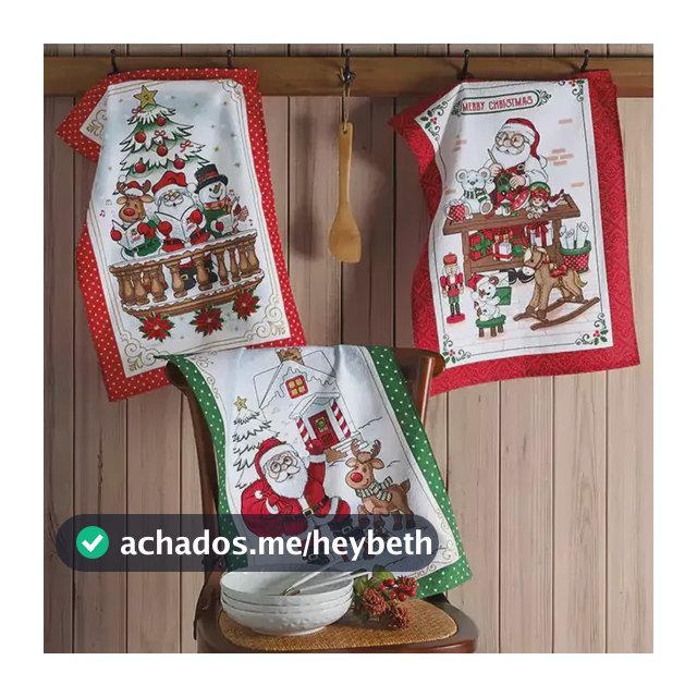 Kit Pano De Prato De Natal 3 Peças Felpudo Estampado Dohler