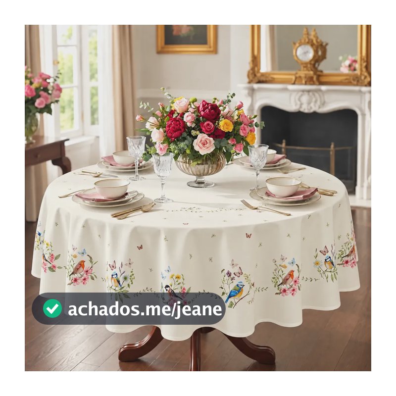 Toalha De Mesa Redonda 8 Lugares Dohler Impermeavel Renova Cor Jardim