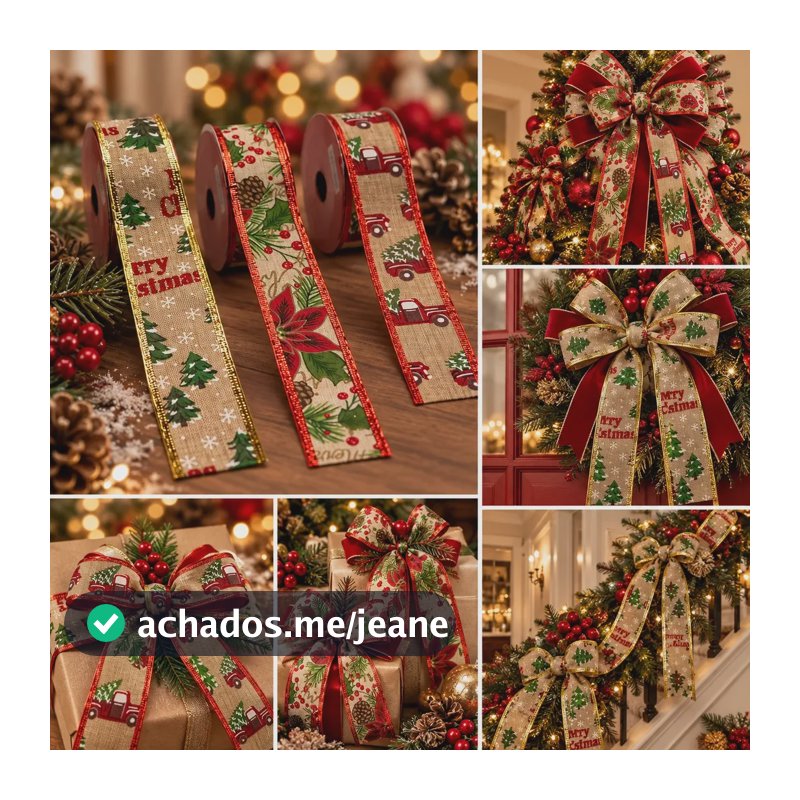 Kit C/3 Fitas Coloridas Natal Festas Laço Decoração 3mx3,8cm Colorido Natalino Decoração