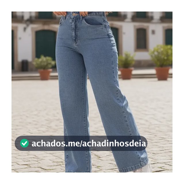 Calça Jeans Pantalona Wide Leg Barra Larga Cintura Alta 100%