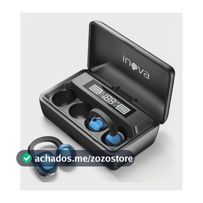 Fone De Ouvido Clip-on Bluetooth 6.0 Esportivo 60hrs Duração Preto