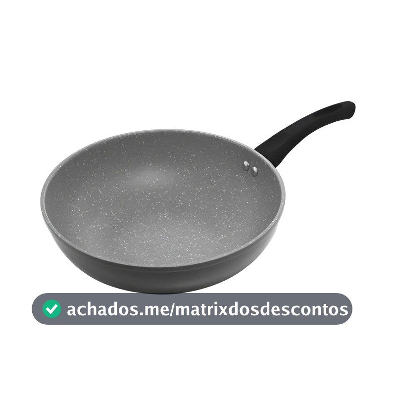 Frigideira Wok Antiaderente De Indução Granilite 28cm Lyor Cor Cinza