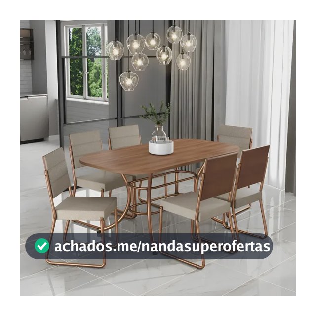Conjunto Sala De Jantar Mesa E 6 Cadeiras Fênix Carraro Rose