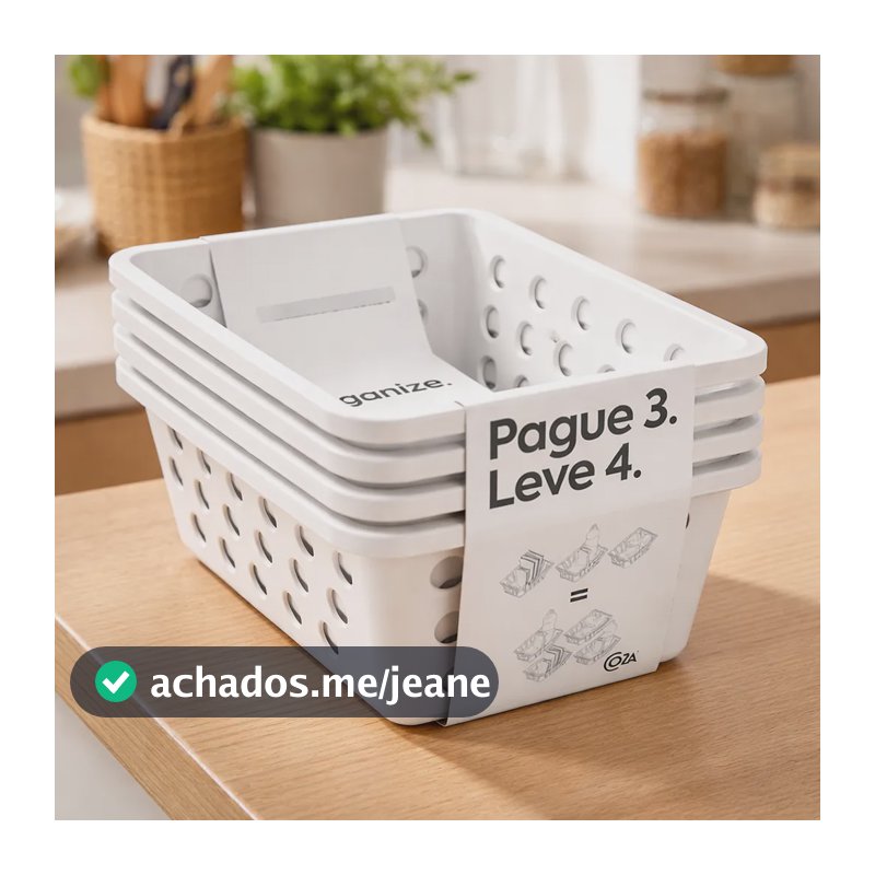 Kit Cesta Pequena One Coza 4 Und. Branco14,2x18,6x8,6cm Branco